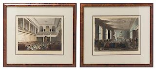 Two English Aquatints Image size 7 5/8 x 10 1/8 inches.
