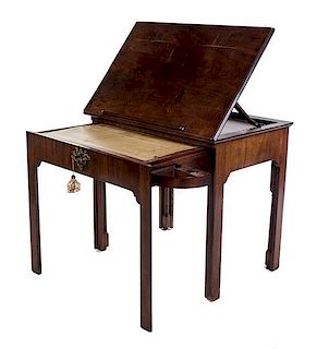 * A George III Mahogany Architect's Desk Height 31 x width 35 1/2 x depth 23 inches.