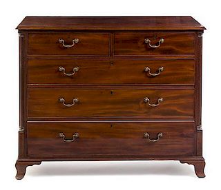 A George III Mahogany Chest of Drawers Height 40 x width 49 x depth 21 1/4 inches.