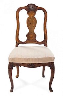 A George III Inlaid Walnut Side Chair Height 39 inches.