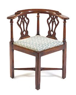 A George III Oak Corner Chair Height 30 3/4 inches.
