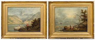 Artist Unknown, (English, 19th Century), River Landscapes with Figures (two works)