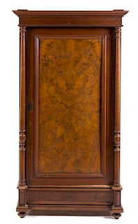 A Victorian Burlwood Armoire Height 77 1/2 x width 43 x depth 25 inches.