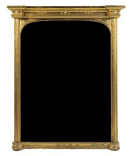 * A Victorian Giltwood Overmantel Mirror Height 74 x width 60 inches.