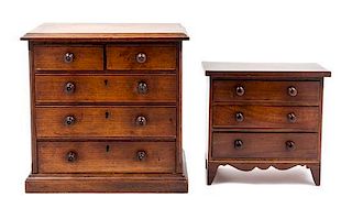 Two Diminutive Chests of Drawers Height of first 12 1/2 inches.