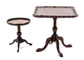 Two Diminutive George III Style Mahogany Tea Tables Height of larger 10 inches.
