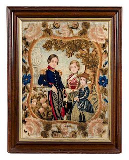 * A Victorian Embroidered Panel 24 x 17 3/4 inches.