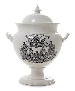 An English Creamware Covered Urn Height 12 3/4 inches.