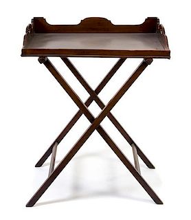 An English Mahogany Butler's Tray Height of stand 43 inches.