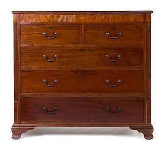 * A Chippendale Style Mahogany Chest of Drawers Height 46 x width 49 x depth 21 1/2 inches.