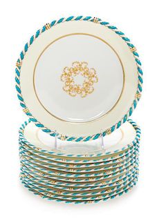 * A Set of Twelve Cauldon Porcelain Dinner Plates Diameter 10 inches.