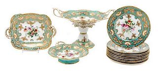 An English Porcelain Dessert Service Height of centerpiece bowl 9 1/4 inches.