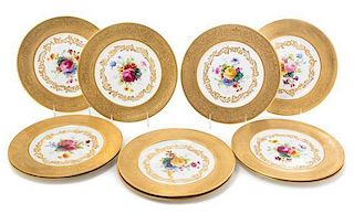 * A Set of Ten English Porcelain Dinner Plates Diameter 10 1/4 inches.