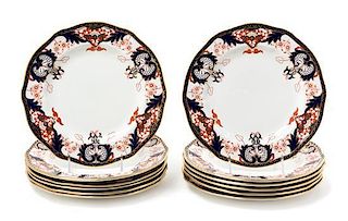 A Set of Twelve Royal Crown Derby Dinner Plates Diameter 10 1/4 inches.