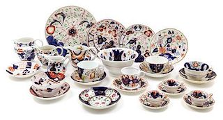 A Collection of English Imari Porcelain Table Articles Diameter of first 9 7/8 inches.