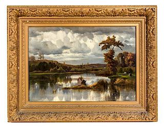 * Emile F. Beaulieu, (American, 19th Century), Landscape with Figures, 1867