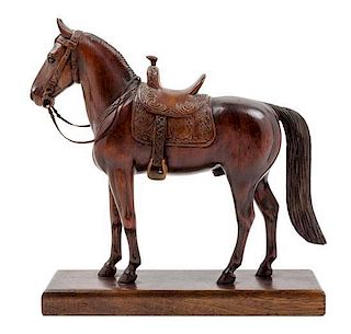 * A Carved Wood Figure of a Horse Height 11 5/8 inches.