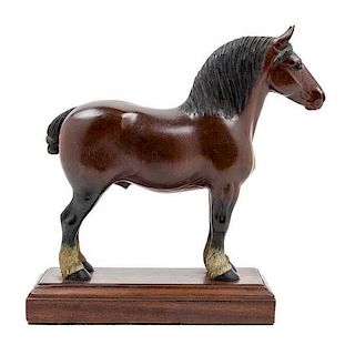 * A Carved and Painted Wood Figure of a Clydesdale Horse Height 11 inches.