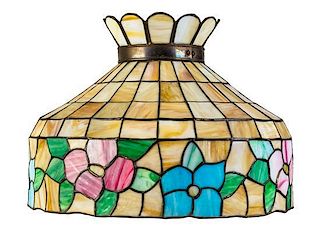 An American Leaded Glass Hanging Shade Diameter 22 inches.