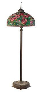 An American Leaded Glass Floor Lamp Height 71 1/2 inches.