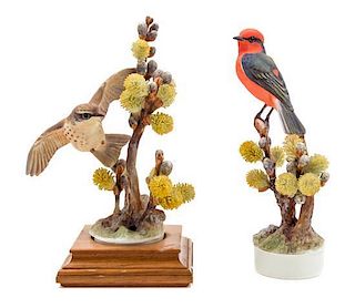 A Pair of Royal Worcester Porcelain Bird Figures Height of tallest 10 inches.