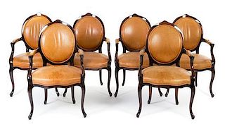 A Set of Twelve Louis XV Style Mahogany Dining Chairs Height 39 inches.