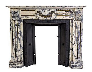 A Louis XVI Style Gilt Bronze Mounted Marble Fireplace Height 45 1/8 inches.