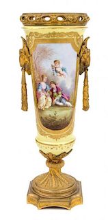 A Sevres Style Porcelain Urn Height 14 1/4 inches.