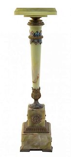 * A French Onyx, Gilt Bronze, and Champleve Pedestal Height 31 1/2 inches.