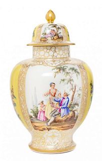 A French Porcelain Covered Jar Height 12 inches.