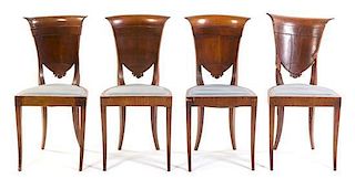 * A Set of Four French Walnut Side Chairs Height 35 1/2 inches.