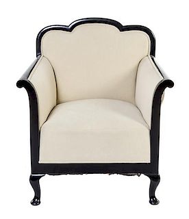 An Art Deco Style Ebonized Bergere Height 33 1/2 inches.