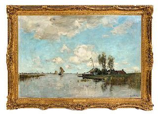 Theodore DeBock, (Dutch, 1851-1904), On the River Maas