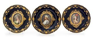 * Three Dresden Porcelain Cabinet Plates Diameter 8 1/4 inches.