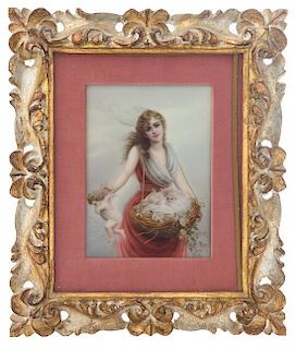 * A Continental Porcelain Plaque Height of plaque 6 7/8 x width 5 inches.