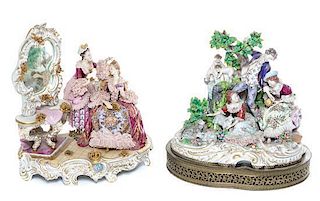 * A Dresden Porcelain Figural Group Height 15 3/4 inches.