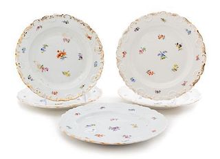 Five Meissen Porcelain Plates Diameter of each 8 5/8 inches.