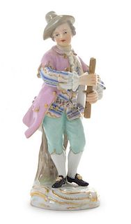 A Meissen Porcelain Figure Height 5 1/2 inches.