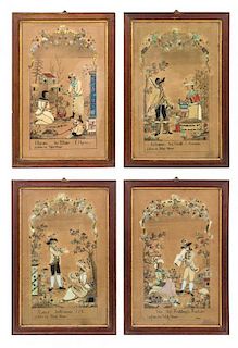 * A Set of Four German Collages 13 3/4 x 9 1/4 inches.