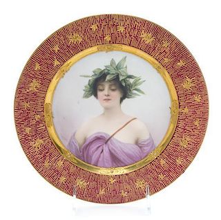 * A Royal Vienna Porcelain Cabinet Plate Diameter 9 1/2 inches.