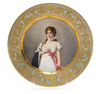 * A Royal Vienna Porcelain Cabinet Plate Diameter 9 3/8 inches.