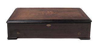 * A Continental Marquetry Cylinder Music Box Width of case 26 1/2 inches.