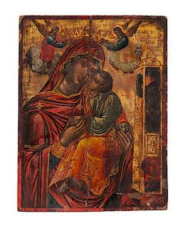 An Eastern European Painted Wood Icon 12 1/2 x 9 1/2 inches.