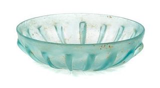 * A Ribbed Glass Serving Bowl Diameter of first 6 1/8 inches.