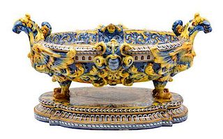 * A Large Spanish Majolica Cistern Width 27 inches.