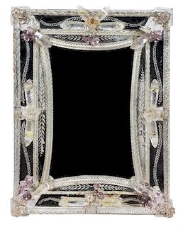 A Venetian Glass Mirror 28 1/4 x 22 inches.