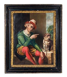 Continental School, (Artist Unknown), Man Disciplining His Dog