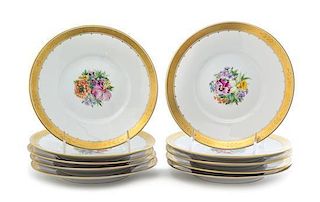 A Set of Ten Royal Copenhagen Porcelain Salad Plates Diameter 7 1/2 inches.