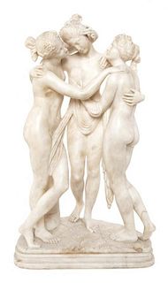 * A Continental Marble Figural Group Height 23 3/4 inches.