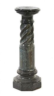 A Continental Green Marble Pedestal Height 32 1/2 inches.